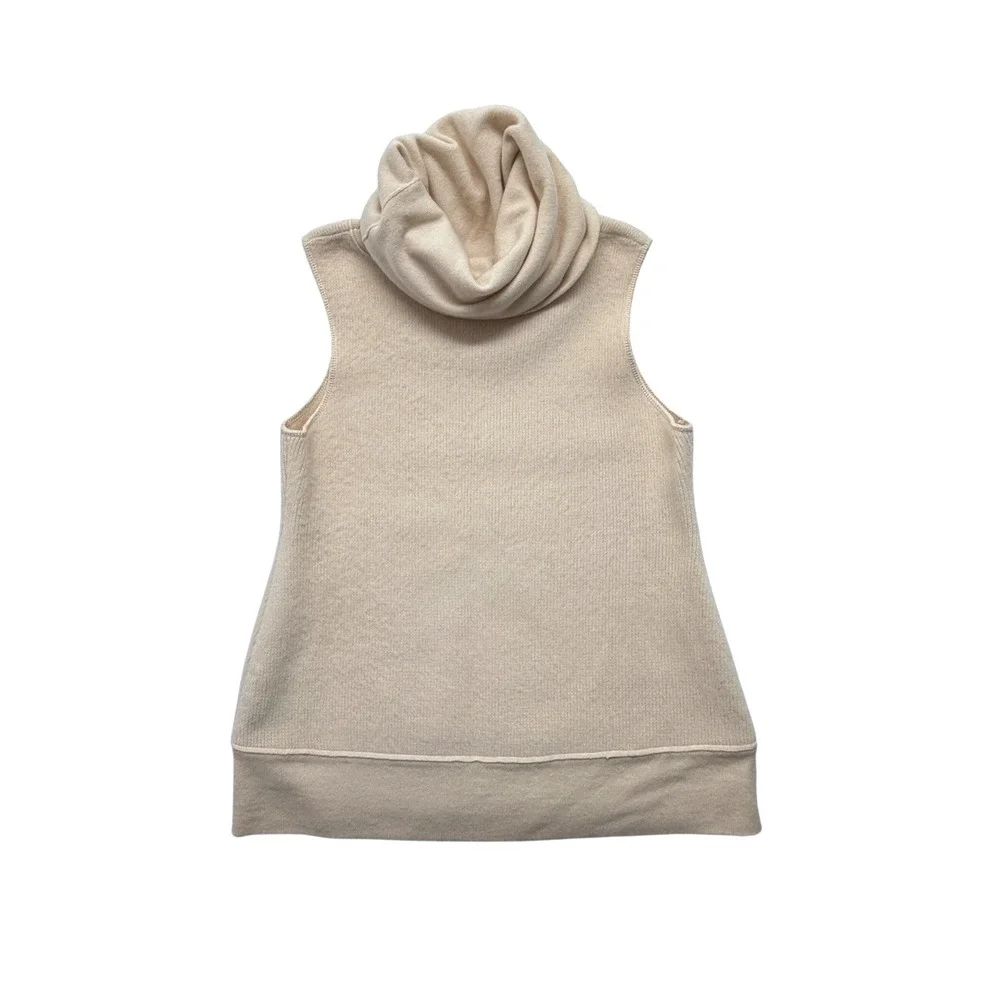 Donna Karan Collection Beige 100% Cashmere Sleeveless Turtleneck Sweater M